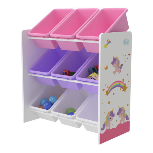 Estante para crianças Muxía 3 níveis unicórnio aglomeradoplástico 60 x 62 x 27 cm multicolor en.casa