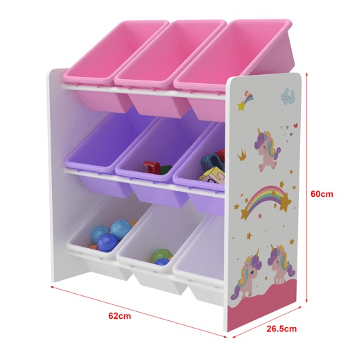 Estante para crianças Muxía 3 níveis unicórnio aglomeradoplástico 60 x 62 x 27 cm multicolor en.casa