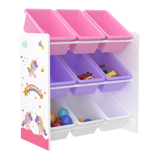 Estante para crianças Muxía 3 níveis unicórnio aglomeradoplástico 60 x 62 x 27 cm multicolor en.casa