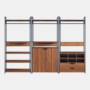 Conjunto de 3 bengaleiros Larem com 1 compartimento fechado, 2 gavetas e 6 compartimentos abertos - PretoEfeito nogueira en.casa