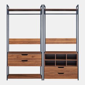 Conjunto de 2 bengaleiros Larem com 4 gavetas 6 compartimentos e 2 prateleiras - PretoEfeito nogueira en.casa