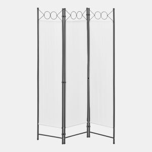 Biombo dobrável Saragossa de 3 painéis 171 x 120 cm Branco en.casa