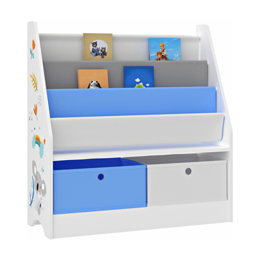 Estante infantil Neda com motivo de coala 74 x 71 x 23 cm brancoazulcinzento en.casa