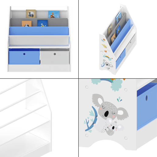 Estante infantil Neda com motivo de coala 74 x 71 x 23 cm brancoazulcinzento en.casa