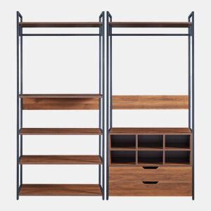 Conjunto de 2 bengaleiros Larem com 2 gavetas e 6 compartimentos - PretoEfeito nogueira en.casa