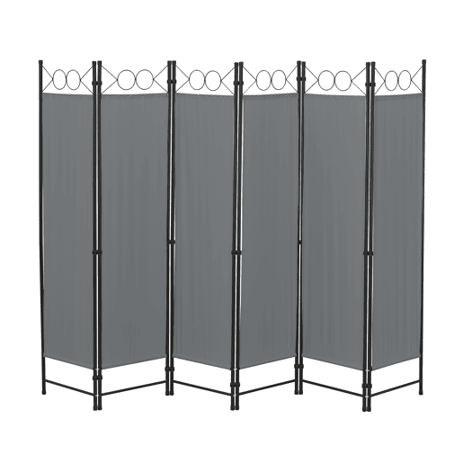 Biombo dobrável Saragossa de 6 painéis 171 x 240 cm Cinzento escuro en.casa