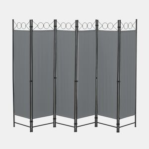 Biombo dobrável Saragossa de 6 painéis 171 x 240 cm Cinzento escuro en.casa
