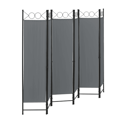 Biombo dobrável Saragossa de 6 painéis 171 x 240 cm Cinzento escuro en.casa