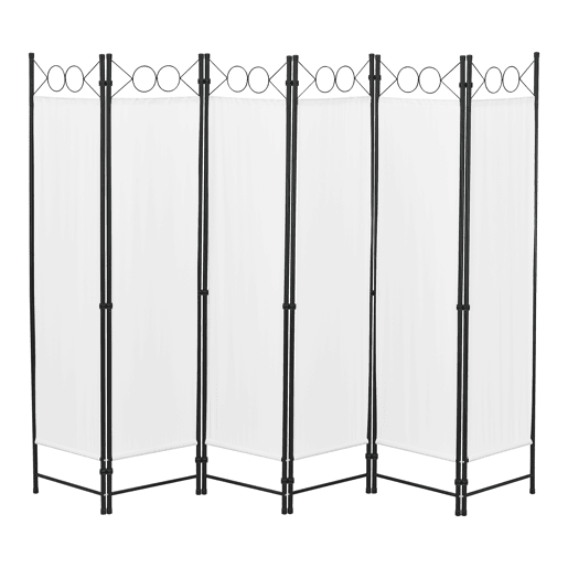 Biombo dobrável Saragossa de 6 painéis 171 x 240 cm Branco en.casa