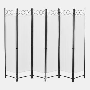 Biombo dobrável Saragossa de 6 painéis 171 x 240 cm Branco en.casa