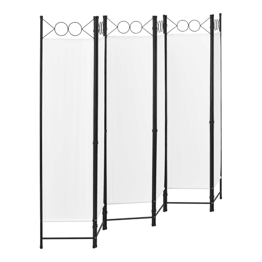 Biombo dobrável Saragossa de 6 painéis 171 x 240 cm Branco en.casa