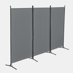 Biombo Teruel de 3 painéis 176 x 260 cm cinzento escuro en.casa