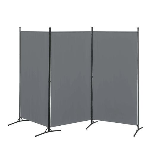 Biombo Teruel de 3 painéis 176 x 260 cm cinzento escuro en.casa