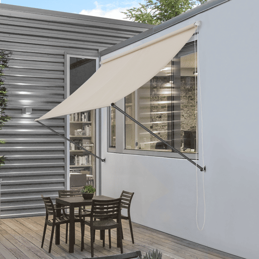 Toldo de aço extensível para terraço exterior Málaga 250 x 120 cm - Bege pro.tec