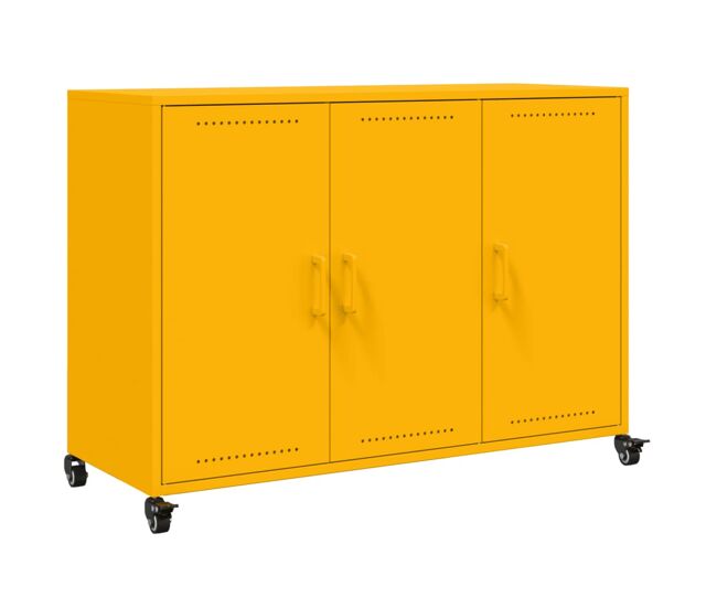 Vidaxl aparador de acero amarillo mostaza 100,5x39x72 cm