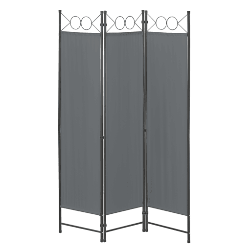 Biombo dobrável Saragossa de 3 painéis 171 x 120 cm Cinzento escuro en.casa