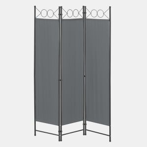 Biombo dobrável Saragossa de 3 painéis 171 x 120 cm Cinzento escuro en.casa