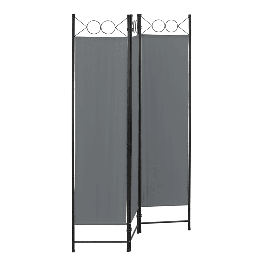 Biombo dobrável Saragossa de 3 painéis 171 x 120 cm Cinzento escuro en.casa