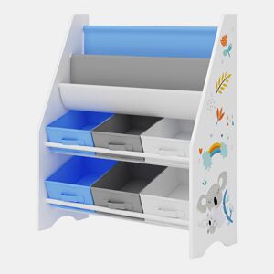 Estante para crianças Ponteceso koala motivo aglomeradotela 74 x 62 x 27 cm - Branco e azul en.casa