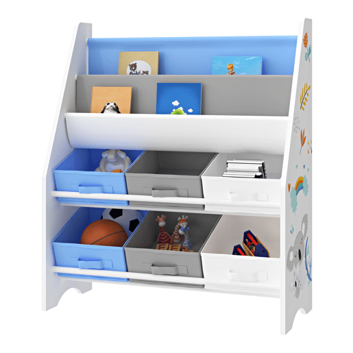 Estante para crianças Ponteceso koala motivo aglomeradotela 74 x 62 x 27 cm - Branco e azul en.casa