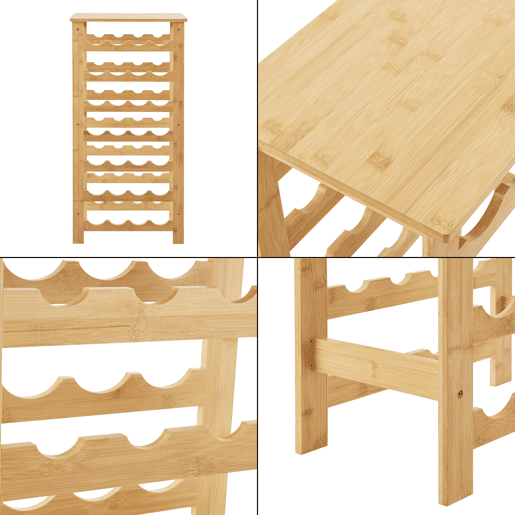 Garrafeira Äänekoski para 28 garrafas de bambu 94 x 47 x 29 cm natural en.casa