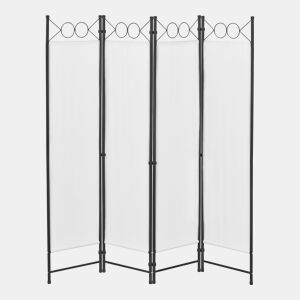 Biombo dobrável Saragossa de 4 painéis 171 x 160 cm Branco en.casa