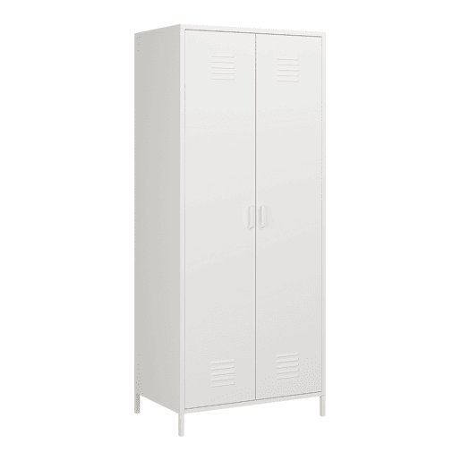 Armário de roupeiro Seinäjoki em aço 180x76x50 cm - Branco en.casa