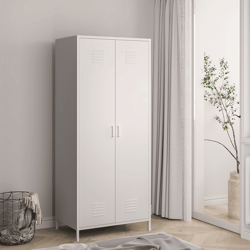 Armário de roupeiro Seinäjoki em aço 180x76x50 cm - Branco en.casa