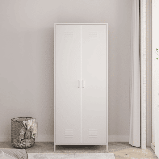 Armário de roupeiro Seinäjoki em aço 180x76x50 cm - Branco en.casa