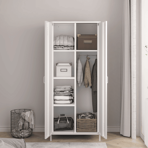 Armário de roupeiro Seinäjoki em aço 180x76x50 cm - Branco en.casa
