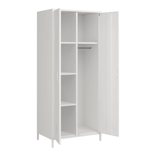 Armário de roupeiro Seinäjoki em aço 180x76x50 cm - Branco en.casa