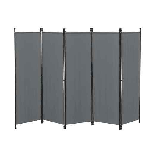 Biombo Divisória de 5 painéis Huesca 171 x 250 cm Cinzento escuro en.casa