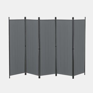 Biombo Divisória de 5 painéis Huesca 171 x 250 cm Cinzento escuro en.casa