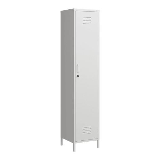 Armário de roupeiro Seinäjoki em aço 180x38x38 cm - Branco en.casa