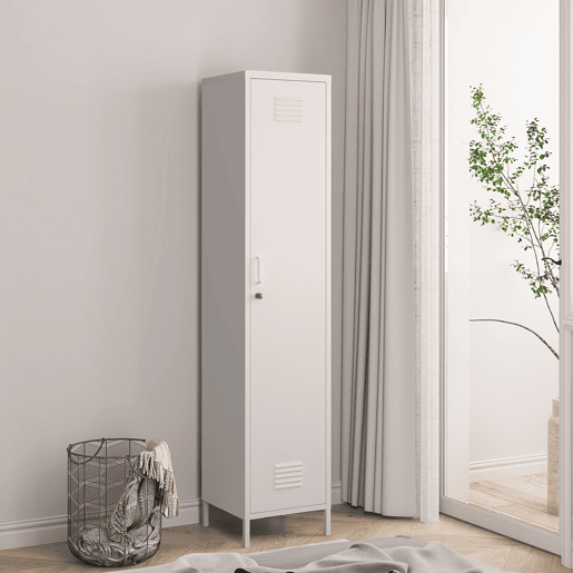 Armário de roupeiro Seinäjoki em aço 180x38x38 cm - Branco en.casa