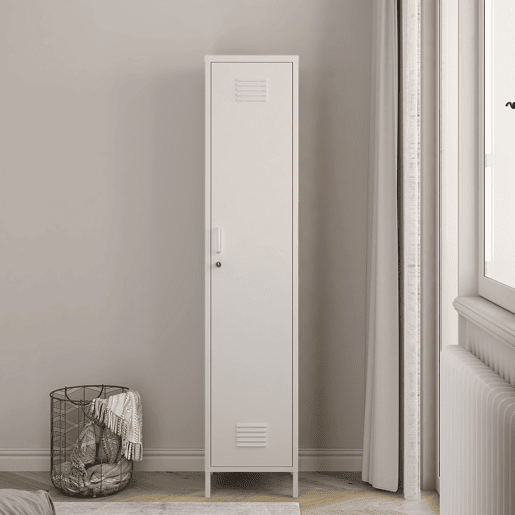 Armário de roupeiro Seinäjoki em aço 180x38x38 cm - Branco en.casa