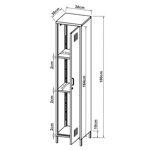 Armário de roupeiro Seinäjoki em aço 180x38x38 cm - Branco en.casa