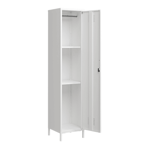 Armário de roupeiro Seinäjoki em aço 180x38x38 cm - Branco en.casa