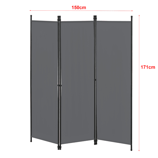 Biombo Divisória de 3 painéis Huesca 171 x 150 cm Cinzento escuro en.casa