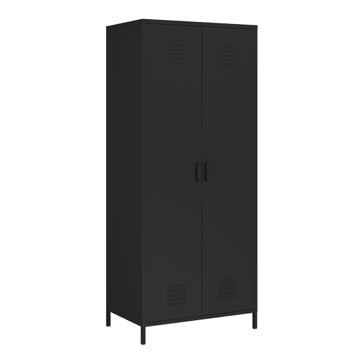 Armário de roupeiro Seinäjoki em aço 180x76x50 cm - Preto mate en.casa