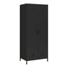 Armário de roupeiro Seinäjoki em aço 180x76x50 cm - Preto mate en.casa