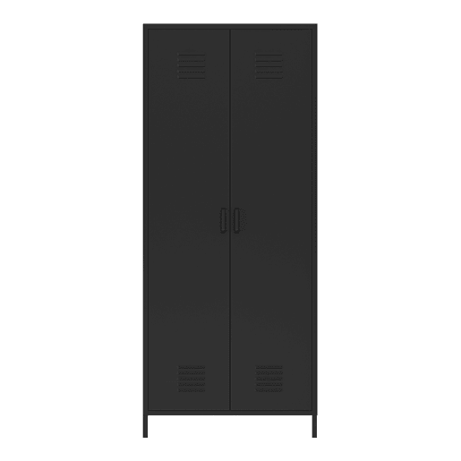 Armário de roupeiro Seinäjoki em aço 180x76x50 cm - Preto mate en.casa