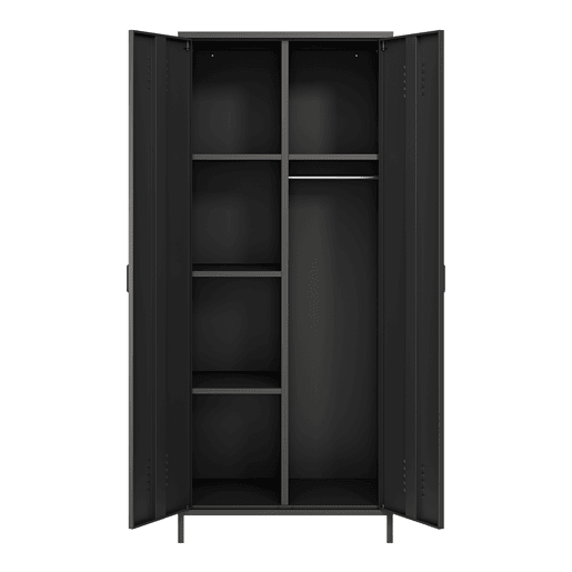 Armário de roupeiro Seinäjoki em aço 180x76x50 cm - Preto mate en.casa