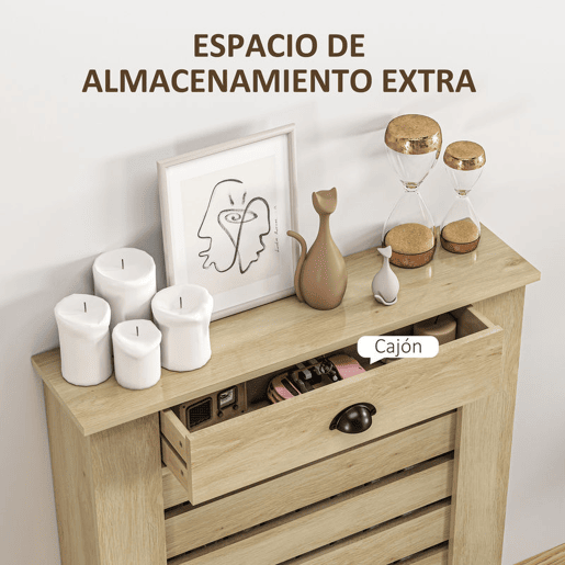 HOMCOM Cobertura para Radiador com Gaveta Cobertura para Radiador de MDF para Sala de Estar Dormitório Corredor 78x19x95,5 cm Carvalho
