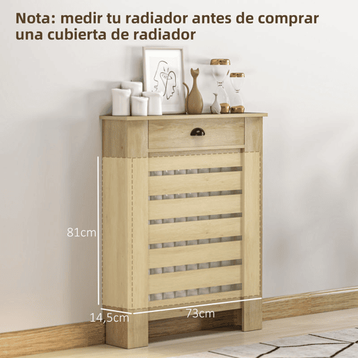 HOMCOM Cobertura para Radiador com Gaveta Cobertura para Radiador de MDF para Sala de Estar Dormitório Corredor 78x19x95,5 cm Carvalho
