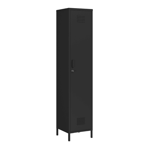 Armário de roupeiro Seinäjoki em aço 180x38x38 cm - Preto mate en.casa