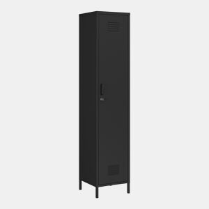 Armário de roupeiro Seinäjoki em aço 180x38x38 cm - Preto mate en.casa