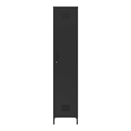 Armário de roupeiro Seinäjoki em aço 180x38x38 cm - Preto mate en.casa