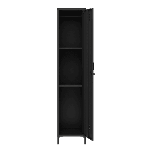 Armário de roupeiro Seinäjoki em aço 180x38x38 cm - Preto mate en.casa