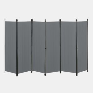 Biombo Divisória de 6 painéis Huesca 171 x 300 cm Cinzento escuro en.casa
